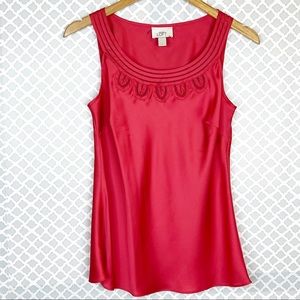EUC LOFT Deep Rose Ladder Trim Sleeveless Satin Top